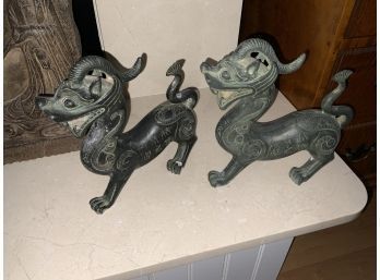 Two Asian Bronze Dragon Figures (CTF10)
