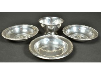 Manchester And Towle Sterling Berry Bowls And Sm. Paul Revere Style Bowl, 4pcs, 13.4 Ozt (CTF10)