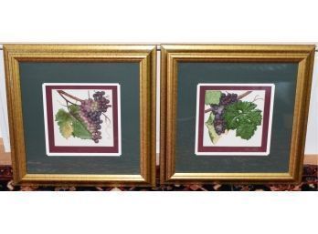 Pair Framed Ron Goeke Grape Leaf Tiles (CTF10)