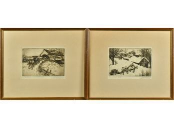 Two Frederick Robbins Pencil Signed American Etchings (CTF10)