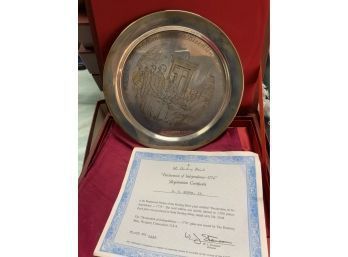 Danbury Mint Sterling Plate -Declaration Of Independence (CTF10)