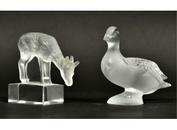 Two Lalique Glass Animal Statuettes (CTF10)