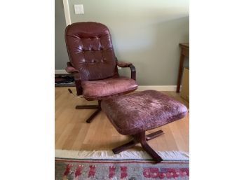 Swedish Leather Reclining Chair And Ottoman (CTF20)