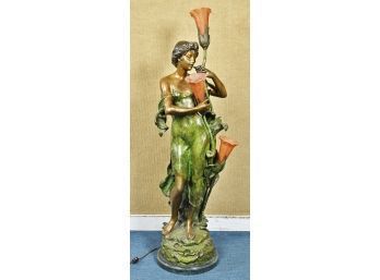After Moreau Signed Bronze Figural Lamp (CTF30)