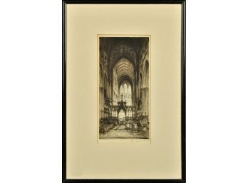 Edward Sharland, Cathedral Interior Scene,  Pencil Signed Etching (CTF10)