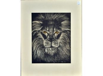 W. Reaves Signed Etching, Lion  (CTF10)