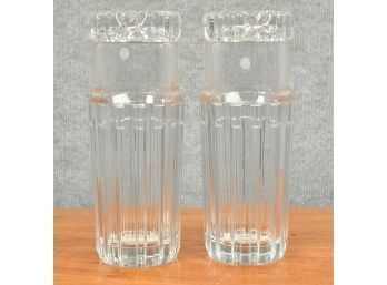Pair Tiffany & Co. Atlas Crystal Bedside Water Carafes & Glasses (CTF10)