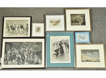 Assorted Lot Of Antique Framed Skating Prints (CTF20)