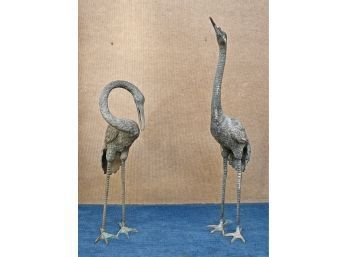 Two Vintage Bronze Stork Garden Ornaments (CTF20)