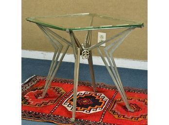 Deco Style Steel, Chrome And Glass Side Table (CTF10)