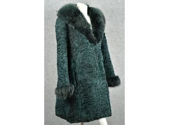 Green Fur Coat With Fox Collar (CTF10)