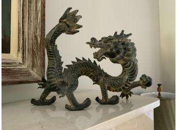 Asian Sand Cast Bronze Dragon Sculpture (CTF10)