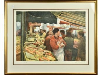 Artist Proof, French Market Scene, Rue Du Bucci By Bateman, Lithograph (CTF10)