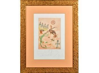 Signed Surrealist Watercolor, Sant Jordi Le Cavaller 1995 (St. George And The Dragon) CTF10