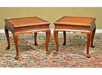 Pair Queen Anne Style Cherry End Tables (CTF20)
