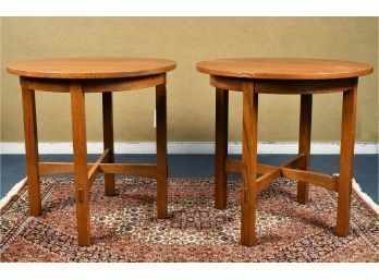 Pair Of Modern Stickley Oak Side Tables (CTF20)