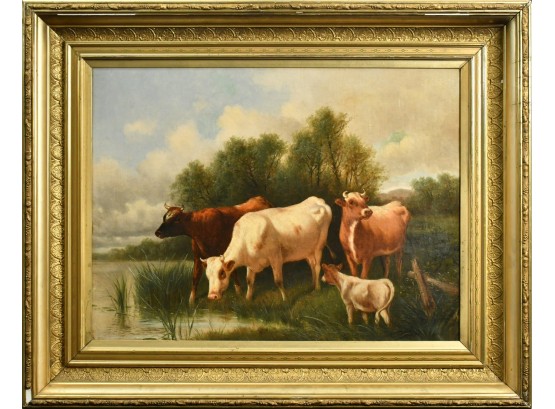 (Attrib.)Henry Collins, Cows In A Landscape, Oil On Canvas (CTF20)