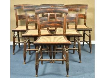 Set Of  19th C. Grain Painted Dining Chairs (CTF30)