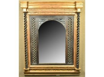 Large Italian Style Carved And Gilt Decorated Wall Mirror (CTF30)