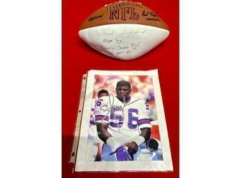 Frank Gifford Signed Football & Lawrence Taylor Autograph (cTF10)