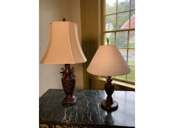 Two Japanese Patinated Bronze Table Lamps (CTF10)