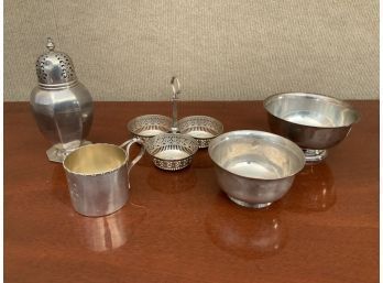 Assorted Sterling: Tiffany Bowl, Muffineer, Serving Dish, 21.5 Ozt. (CTF10)