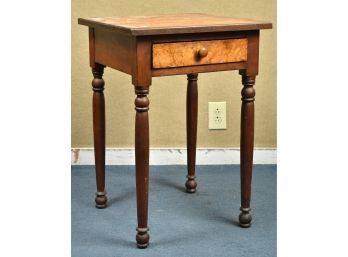 19th C. N.E. Maple And Birsdeye Maple One Drawer Stand (CTF20)