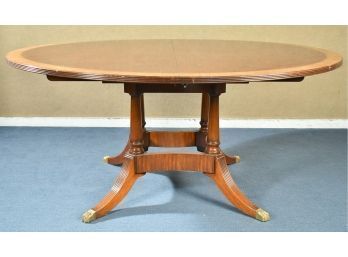 Regency Style Inlaid Mahogany Pedestal Base Dining Table (CTF50)