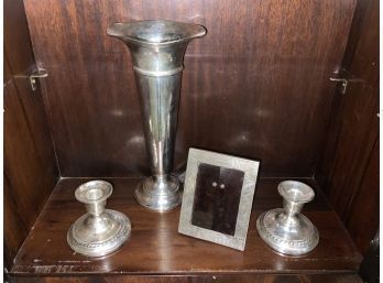 Sterling Trophy, Weighted Candlesticks & Picture Frame (CTF10)