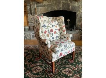 Crewel Upholstered Chippendale Style Wing Chair (CTF20)