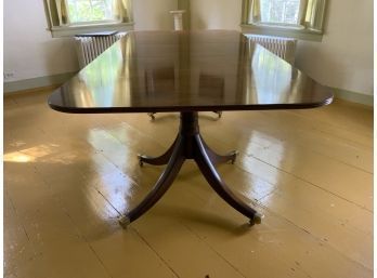 Early 20th C. Regency Style Mahogany Double Pedestal Dining Table  (CTF40)