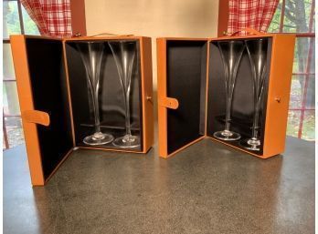 Simon Pearce Limited Edition Millennium Champagne Flutes In Cases (CTF10)