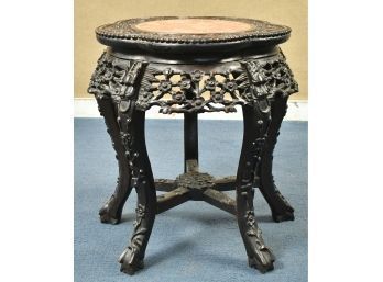 Antique Marble Top Carved Chinese Lamp Table (CTF20)