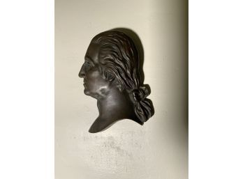 Vintage Bronze Plaque Profile Of George Washington (CTF10)