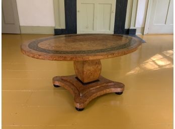 Antique Burl Biedermeier Inlaid Oval Top Coffee Table (CTF20)