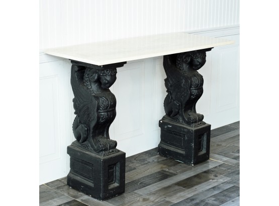 Figural Marble Top Console
