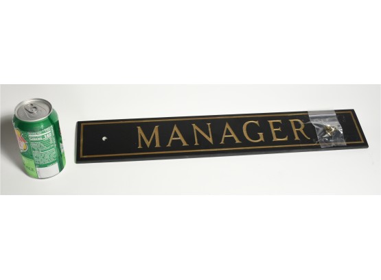 “Manager” Etched Black Glass Sign