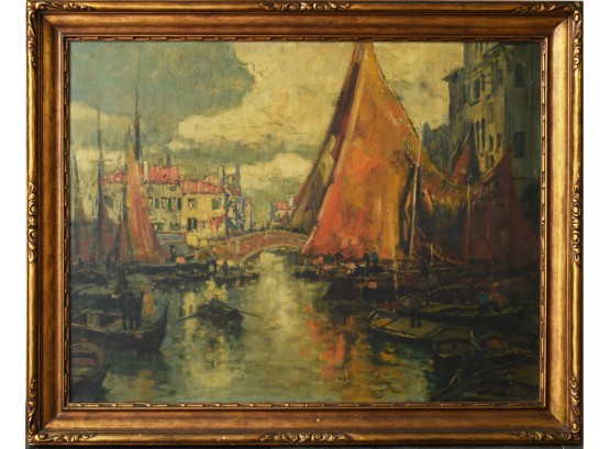 Good Signed Venetian Canal Scene