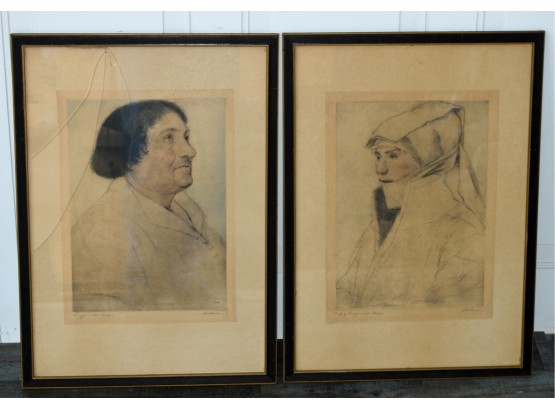 Two Antique Reinthal And Newman NY Pencil Signed Aquatints