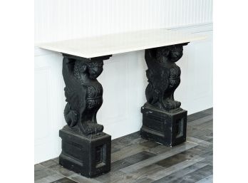 Figural Marble Top Console