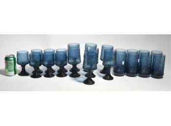 Vintage Lenox Textured Blue Glassware