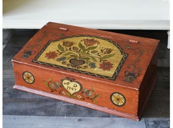 PA Dutch Style Slant Top Painted Bible Box
