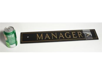 “Manager” Etched Black Glass Sign