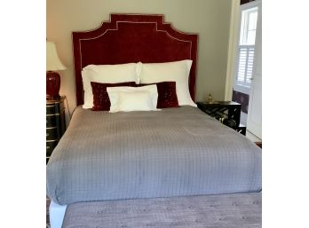 Qn. Chenille Headboard And Qn. Bed