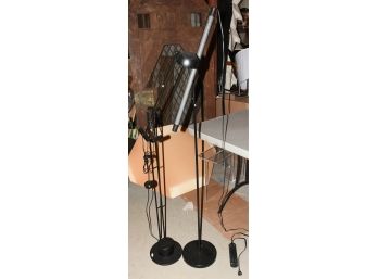 Two Contemporary Black Floor Lamps
