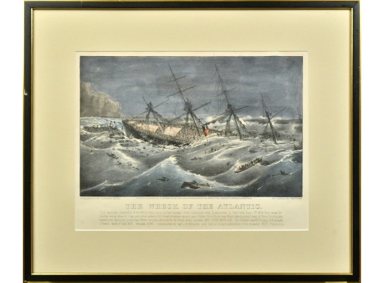 Currier & Ives Colored Lithograph, The Wreck Of The Atlantic, 1873 (CTF10)