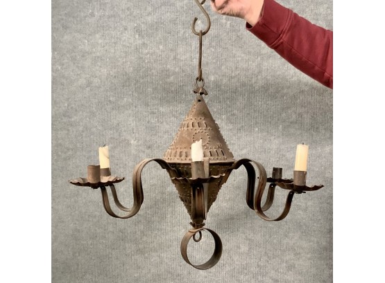 Early Pierced Tin Candle Chandelier (CTF10)