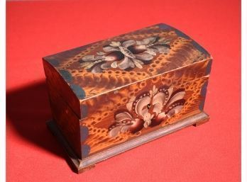 Miniature Sponge And Floral Paint Decorated Box (CTF10)