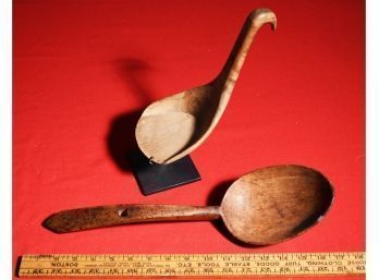 Large Early Carved Spoon And Handled Ladle (CTF10)