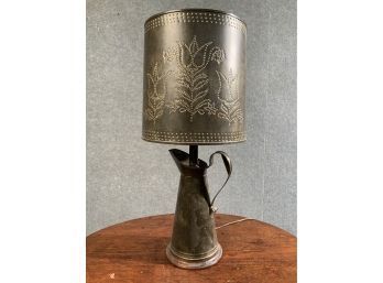 Tin Lamp With Punched Tin Shade (CTF10)